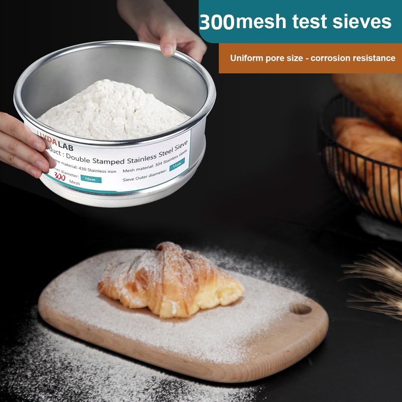 LVDALAB 304 Stainless Steel Mesh Lab Sieve, 300 Mesh (0.05mm)