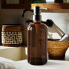 16oz Empty Stainless Steel Pump Bottles Dispenser 2 Pack Amber