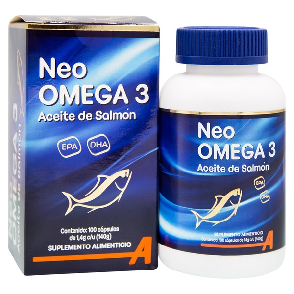 Neo Omega 3 Salmon, Salud Cardiovascular, 100 capuslas, Anahuac. -