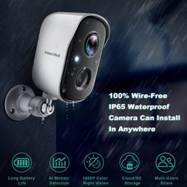 Wireless Cameras for Home/Outdoor Security, Battery Powered 2K HD WiFi Security Outdoor with Spotlight, AI Motion Detection, Siren, Color Night Vision, 2-Way Talk, SD/Cloud Storage