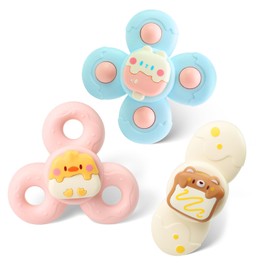 Suction Cup Toy Baby 3 Pieces, Suction Cup Spinner Suction Cup Toy Children BPA-Free 3 Months Baby Spinner with Suction Cup Table Toy Bath Toy for Travel, Bathing and Feeding