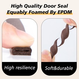SUNMON Door Seal D-Type Strip Weather Stripping Self Adhesive Foam for Doors and Windows, Soundproofing Weatherstrip Gap Collision Avoidance (Brown)
