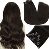 Easyouth Brown Human Hair Clip in Extensions Dark Brown Clip