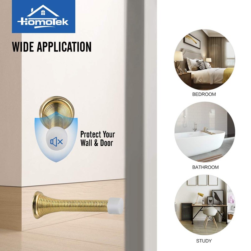 HOMOTEK 12 Pack Spring Door Stopper with Rubber Bumper 3-1/8"