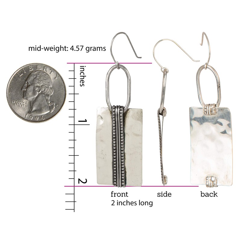 SPUNKYsoul Boho Earring (Rectangle All Silver)