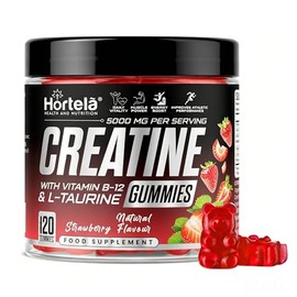 Creatine Gummies 5000mg – Creatine Monohydrate with B12 & L-Taurine | Strawberry Flavour Chewables for Men & Women | Energy, Muscle & Recovery Support | 120 Count (1 Month Supply) (Strawberry)