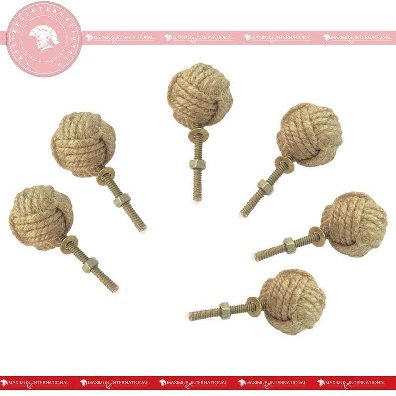Samara Nautical Lot Of 6 Cabinet Knot Rope Knob/Jute Door