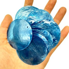 Lmlliang 20pc 2Inch Round Capiz Sea Shells,2 Holes Capiz Shells,for Home Decor,Wind Chimes,Jewelry Making Crafts Decoration (Blue)