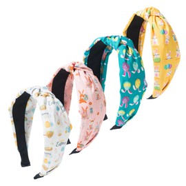 RUIOMII 4 Packs Easter Headbands for Women and Girls Bunny Headband Easter Hair Accessories