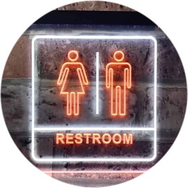 ADVPRO Men Women Toilet Restroom WC Dual Color LED Neon Sign White & Orange 16" x 12" st6s43-i1029-wo