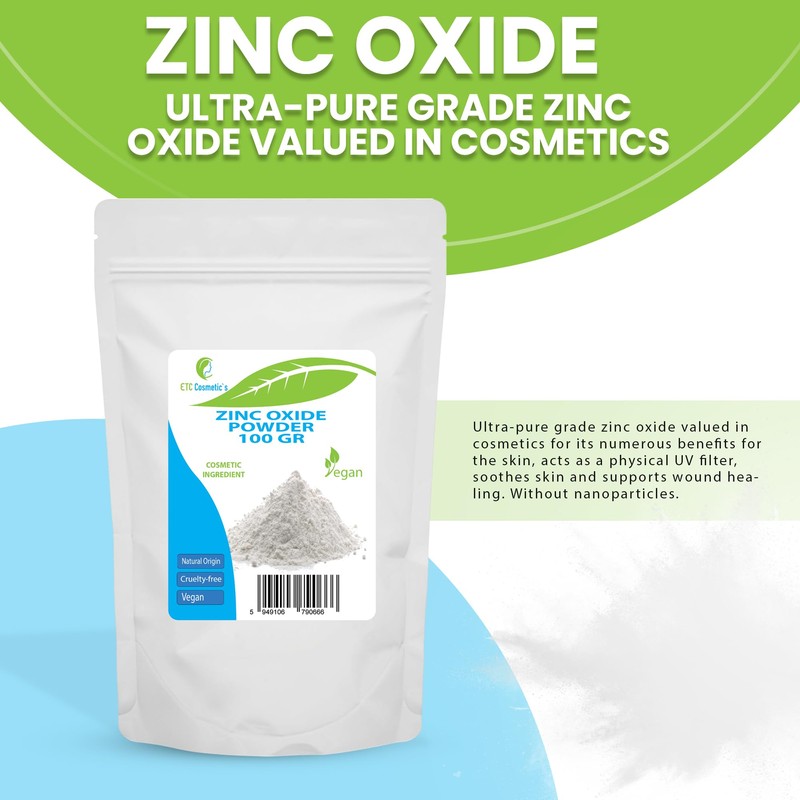 Zinc Oxide Powder - 100 gr - Cosmetic Ingredient, high