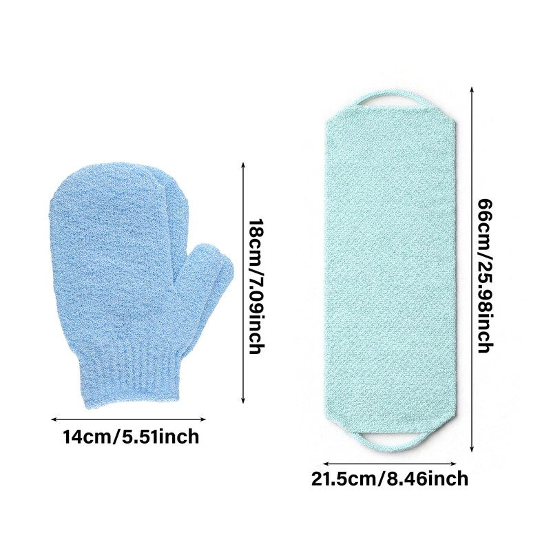 Body Exfoliating Gloves Back Scrubber Set, Exfoliating Shower Towel Body