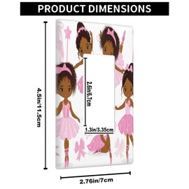 Pznen Cute Black Ballet Dancers Cartoon Single Rocker Wall Plate African-American Ballerinas Girl Nursery 1-Gang Rocker Light Switch Plates Standard Receptacle Plug Cover for GFCI Outlet