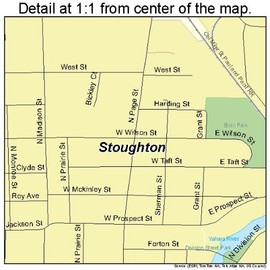 Large Street & Road Map of Stoughton, Wisconsin WI - Printed poster size wall atlas of your home town