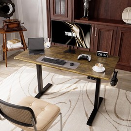 Ywin Electric Height Adjustable Standing Desk, 48 x 24 inches Sit Stand Desk with Wheels, Ergonomic Stand Up Desk for Home Office