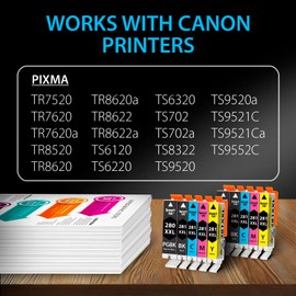 Smart Ink Compatible Ink Cartridge Replacement for Canon 280 281 PGI-280XXL CLI-281XXL (10 Combo Pack) to use with Pixma TR8520 TS9120 TS6120 TR8620 TR8620a TS6320 TR7520 TS6220 (PGBK & BK/C/M/Y)