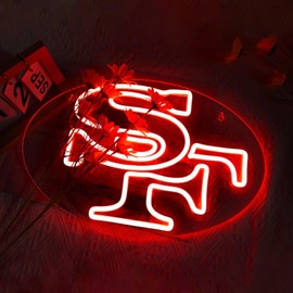Football Neon Sign for Wall Decor Football Team Neon Sign for Man Cave or Garage Decor Birthday Gifts for Men Red Led Light for Bedroom Bar Dorm Party Game Room Size 16.1 * 10.4In(ZYLD056)