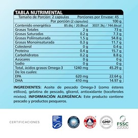 Lysi Omega-3 Forte 90 Capsulas, 1030 mg de EPA DHA, Aceite de Pescado 100 Salvaje y Sustentable, Importadas de Islandia.                              