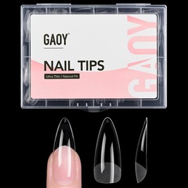 GAOY Medium Square Nail Tips, 240Pcs Soft Pre-shaped Acrylic Nail Tips, 12 Sizes Half Matte Full Cover Fake Press on Nails Tips, Nail Extension Tips - Color: Medium Stiletto