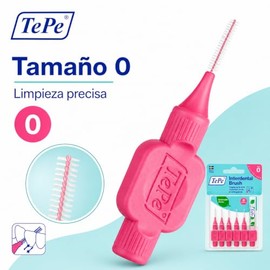 Cepillo interdental TePe, Original, Rosa 0.4 mm. Caja 6 pcs., eliminación de placa, hilo dental para espacios de estrechos a anchos