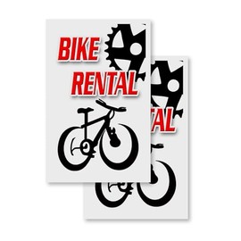 Bike Rental (2-Pack) 24" x 36" Vinyl Decals | Sign Insert Peel & Stick Decals Stickers Window Signs