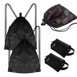 KUBDPQOR Ball Net Gym Bag for Beach and Gym - XXL Mesh Bag and Dry Bag for Sports and Leisure, black