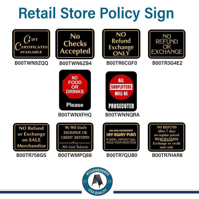 No Refund Exchange Only - Retail Store Policy Business Sign