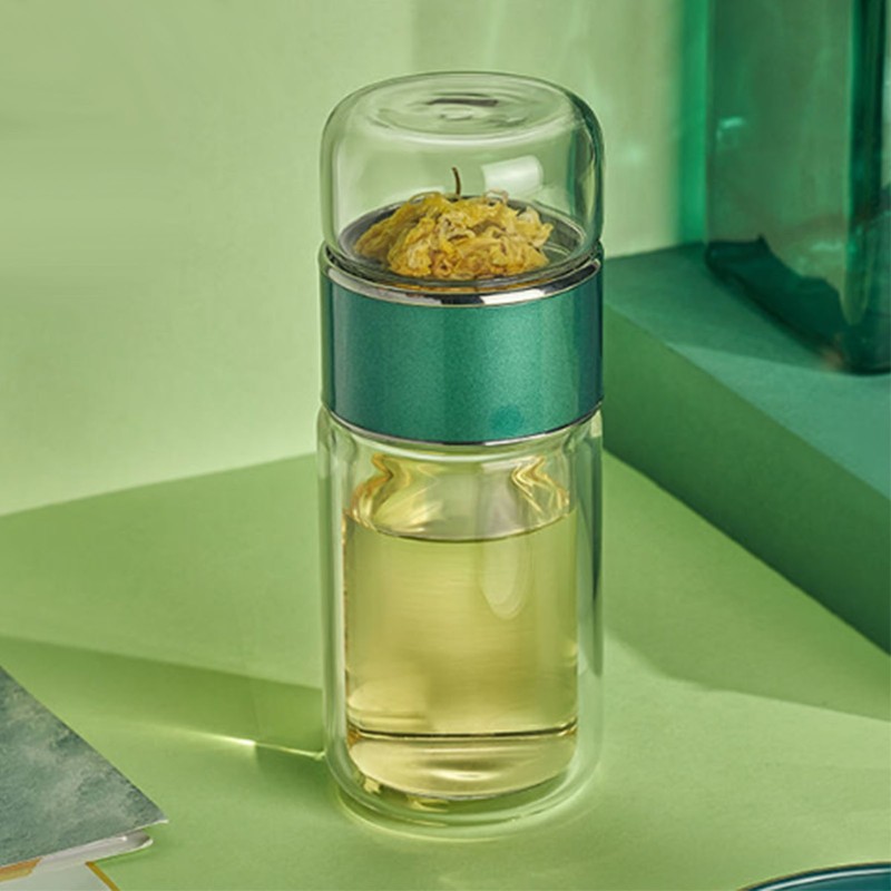280ml Tea Water Separation Cup Double Layer Insulation Transparent Tea