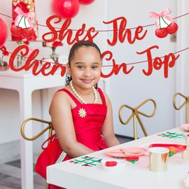 She's the Cherry on parte superior Banner de despedida de soltera, decoración de fiesta de despedida de soltera, cerezas, fiesta de cumpleaños, fruta roja, decoración para fiesta de compromiso,