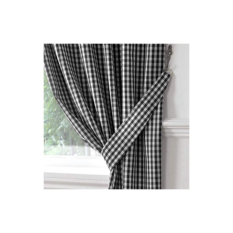 Alan Symonds Gingham Kitchen Curtains Black 46 x 54, 46''