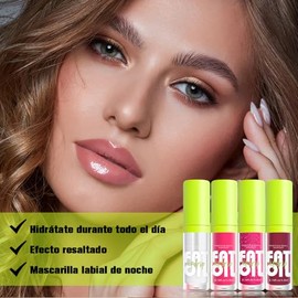 4 Colors Esmalte de labios con aceite de labios, juego de aceite de labios hidratante, brillo de labios cremoso y nutritivo, brillo de labios...      