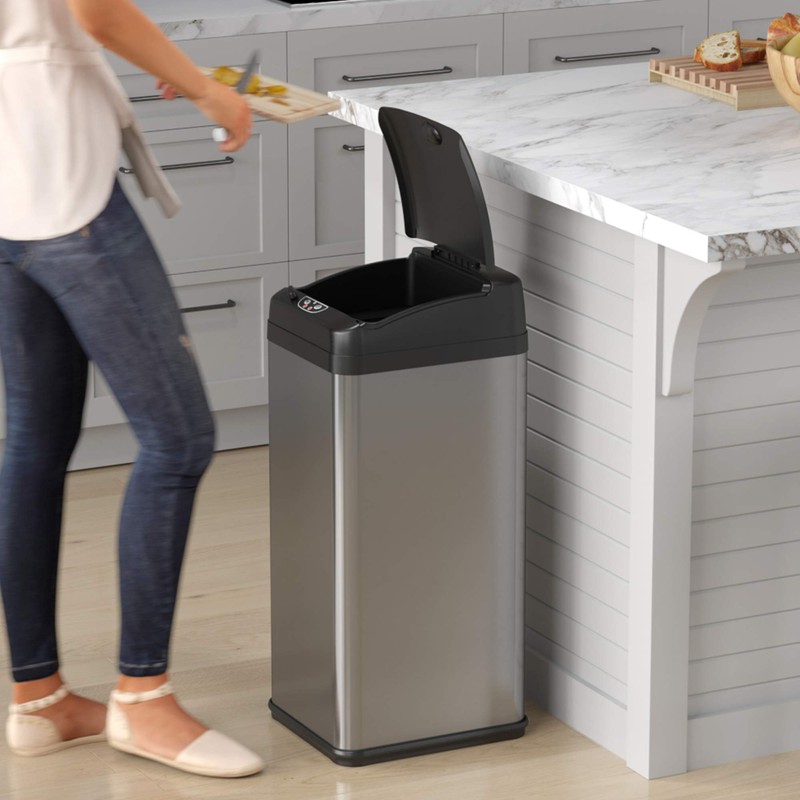 iTouchless 13 Gallon Sensor Kitchen Trash Can with Lid and