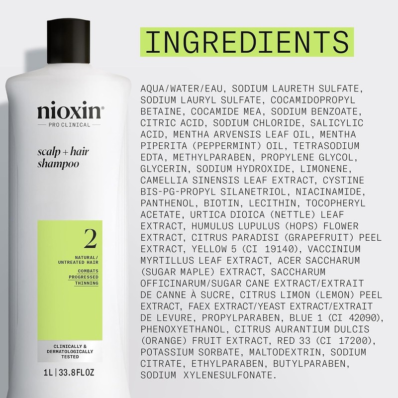 Nioxin Cleanser Shampoo System 2 for Fine Hair with Progressed