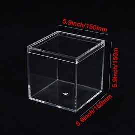 Dayaanee Acrylic Box with Lid Acrylic Plastic Square Containers, Plastic Square Cube with Lid Storage Box 5.9x5.9x5.9 Inches for Candy Pill and Tiny Jewelry