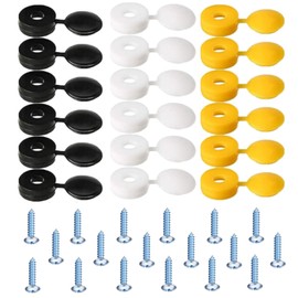 Car Number Plate Screws and Caps - 36PCS Number Plate Fixing Kit, Number Plate Fixings, Black, White and Yellow (6 Each Color)