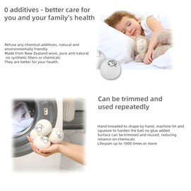 Wool Dryer Balls (Pack of 6), Premium Reusable New Zealand Natural Fabric Softener，Save Drying Time，Reduced Creasing of Clothing(2 (Pack of 12))