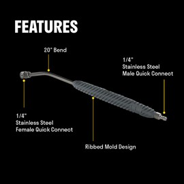 ACTIVE Pressure Washer Lance with 20°, 304 Stainless Power Washer Extension Wand for Car Wash - Electric & Gas Pressure Washer Short Gun Wand Replacement - Pressure Washer Accessories & Attachments