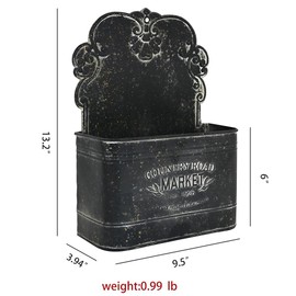 Chadechimo Metal Hanging Storage Baskets Wall Baskets for Mail, Files,Flowers, Books & Accessories, Wall-Mounted Organizer for Entryway, Kitchen, Office, French Farmhouse Decor (Black)