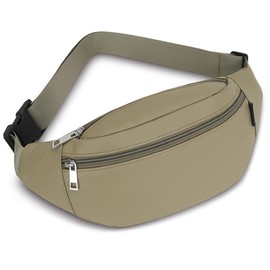 Bumbags Waist Fanny Pack Men Women Ladies Fashion Pu Leather Bum Bag with Adjustable Belt for Sport Running Hiking Jogging (Grey Green)