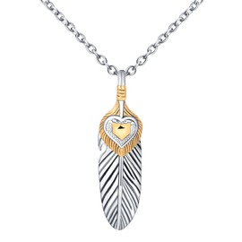 INFINIONLY Creative Women's Men's Feather Stainless Steel Necklace Moda Chain Pendant with 55 cm Chain Fashion Boys Teenager Jewellery Decoration 5.7 x 1.5 cm Pendant