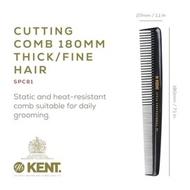 Kent SPC81 Peine de corte de vestir estilo salón con dientes anchos y finos, peine profesional de corte de pelo de peluquero para peinar y burlas para