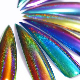 DRMODE Holographic Nail Powder Laser Rainbow Sheen Glitter Chrome Powder Nail Art Pigment Manicure 0.5g