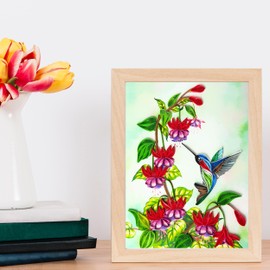 HEARTAGS- Birthday Card for Women, 5x7 in Hummingbird Fuchsia Quilling Card Birthday for Mom, Wife, Daughter, Her, Sister, Grandma from Husband, Friend, Flower Anniversary Quilling Cards With Envelope