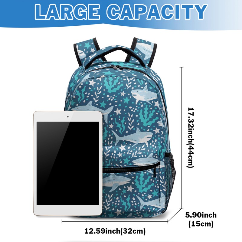 Kwlegh Shark Kids Backpack Blue Backpacks Boys Girls Ocean Themed