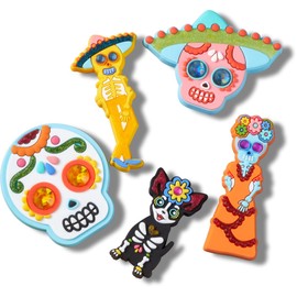 Crocs Jibbitz Holiday Shoe Charms, Dia de Muertos Catrina, 5 Pack