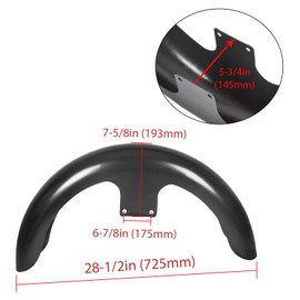 ECOTRIC 21" Wrap Front Fender Painted Black Compatible with 1965-2013 Harley-Davidson Electra Glide Road Glide Road King Street Glide Tour Glide Tri Glide Motorcycle Front Mudguard