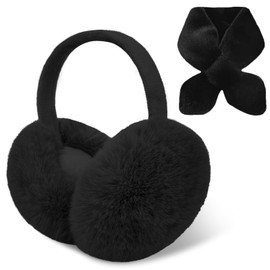 Sorfneo Winter Ear Muffs Set for Women Girls Cute Adjustable Foldable Ear Warmers Faux Fur Ear Covers Headband