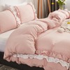 Wotcsil Pink Ruffle Bedding Set for Women Girls Ruffled King