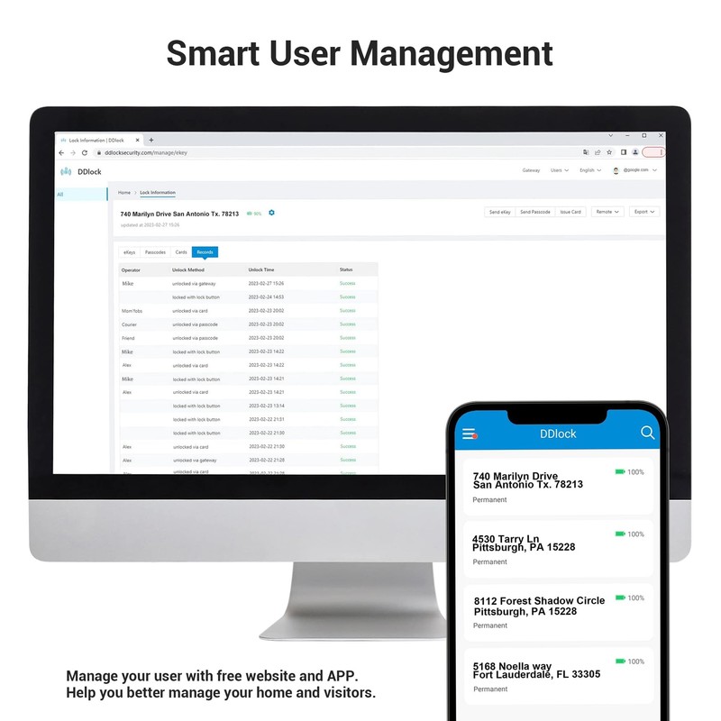 Veise RZ06C Smart Locks for Front Door, 2 Knob Handle