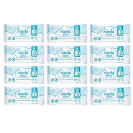 Mamia Sensitive Fragrance Free Wipes 80 Pack (Pack of 12) 960 Wipes